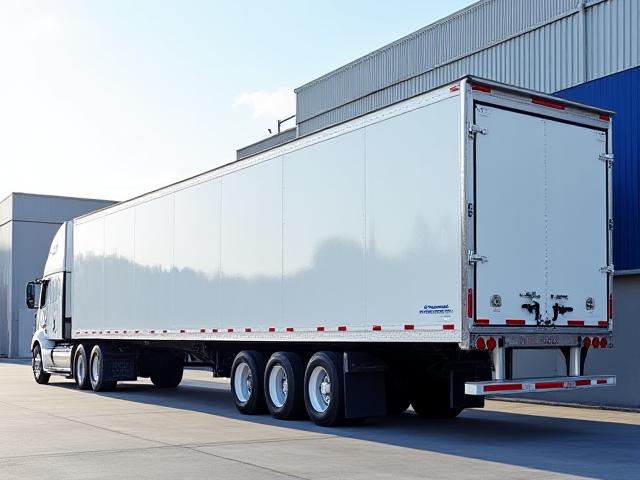 A sealed 53-foot dry van trailer ready for freight delivery